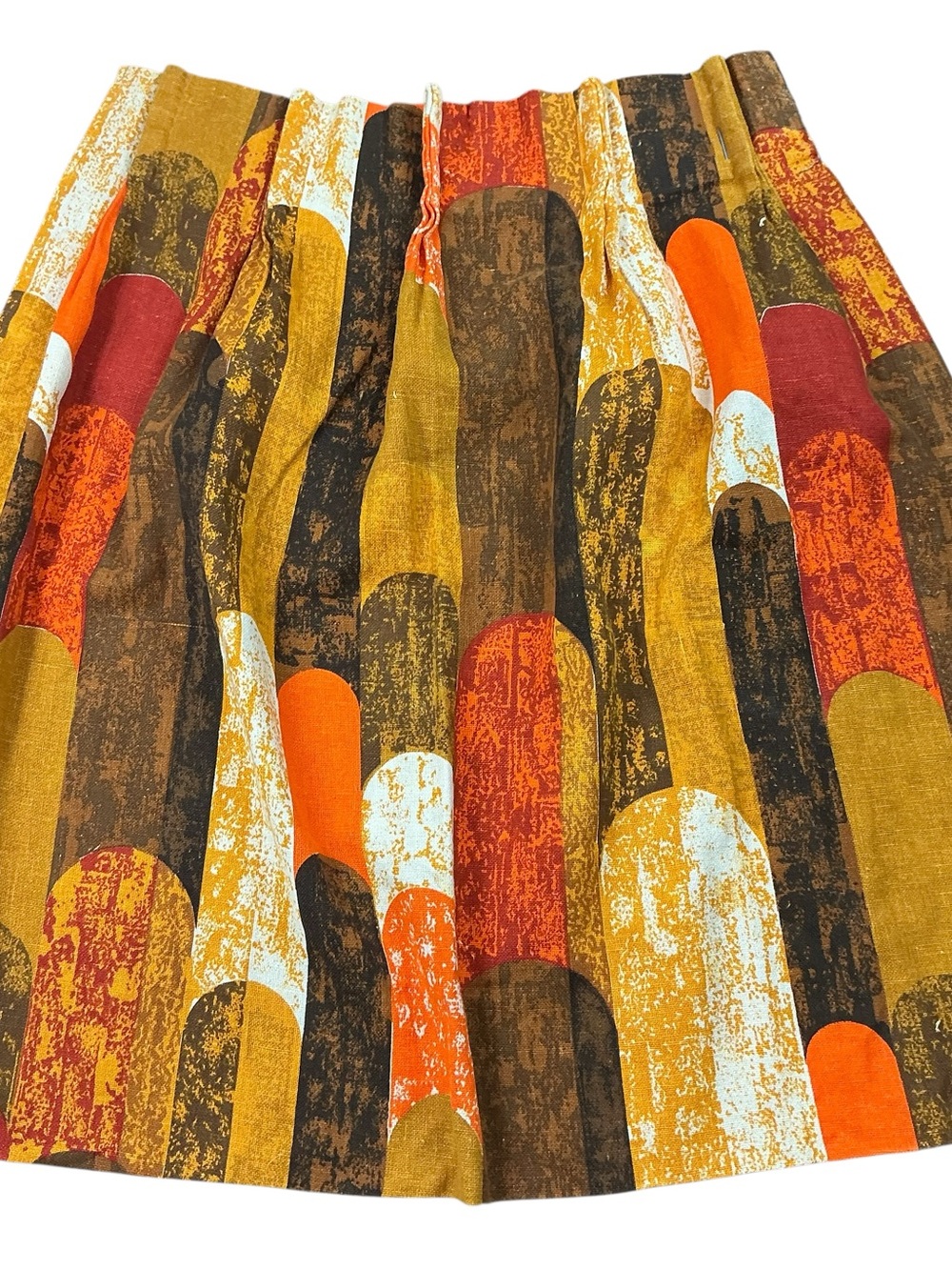 Vintage 70s Montgomery Ward orange/brown/gold curtain panels set of two 23x32x40